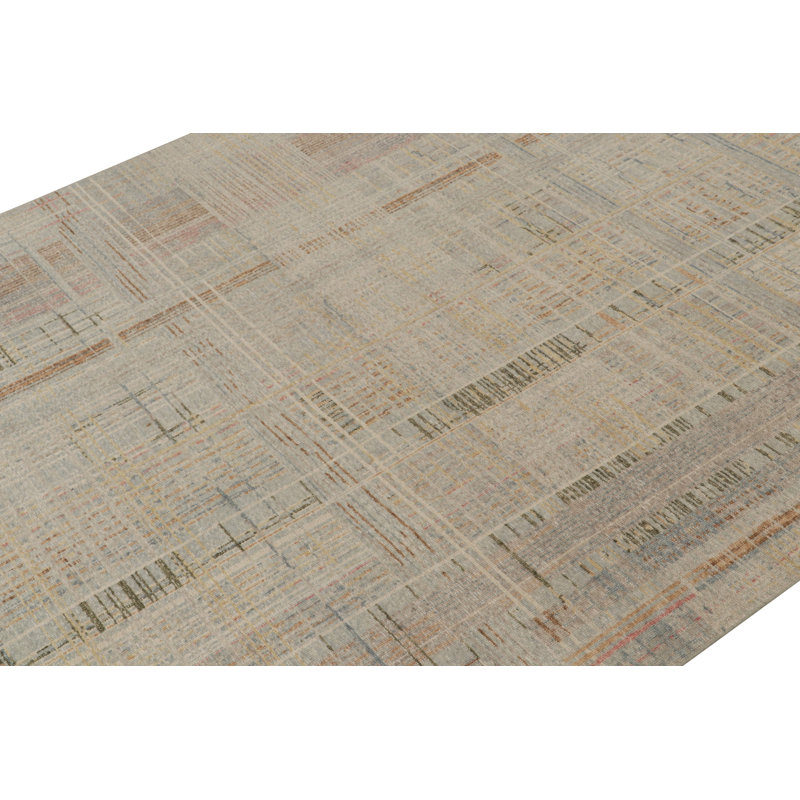 Distressed Homage Hand Knotted Wool Geometric Area Rug, Rectangle 15' x 24'