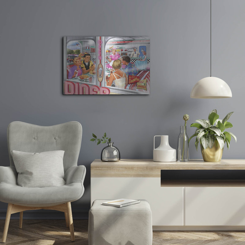«Diner Double Date» par Bigelow, illustrations en métal, H 16 po x l 24 po