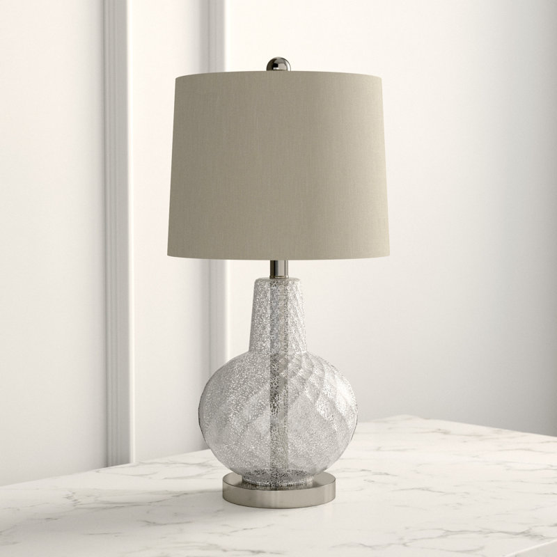 Atlas 24" Silver Mercury Glass Table Lamp with Ivory Shade
