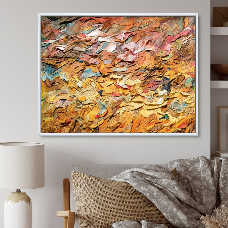 Terracotta Bliss Texture Abstract I - Art abstrait, peinture murale, salon, H 12 po x l 20 po x P 1 po, Cadre flottant blanc