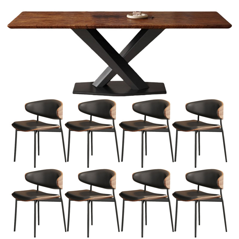 Table de salle à manger rectangulaire en bois massif noyer noir