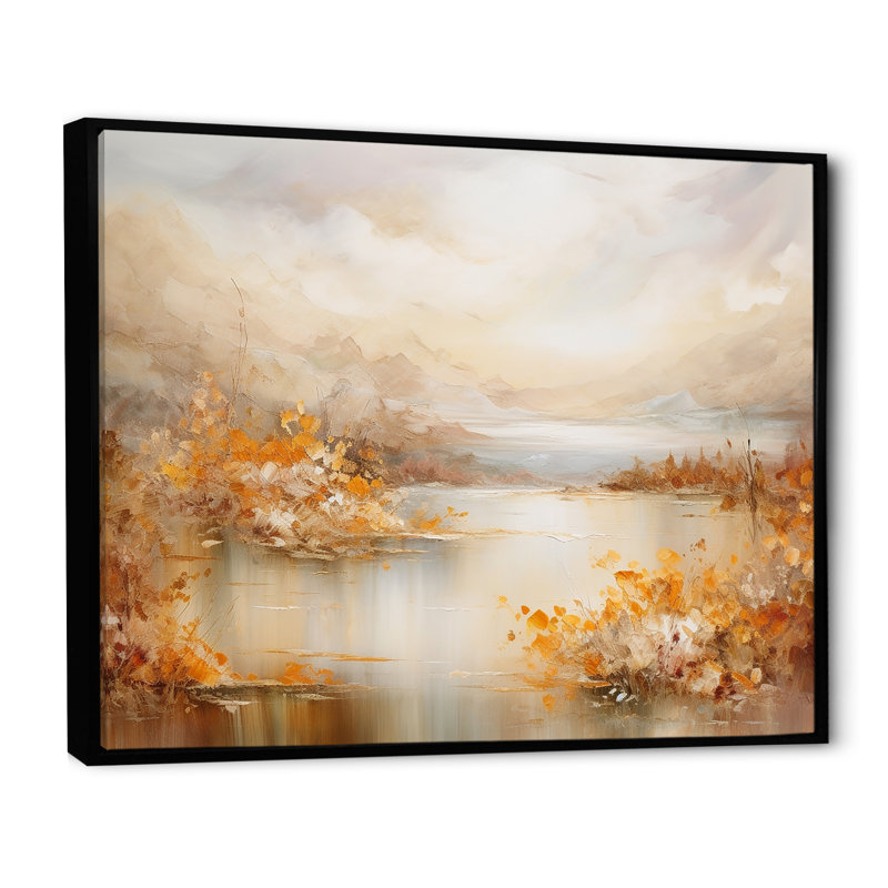 «Lakes Rivers Dreamscape», art liquide, H 12 po x l 20 po x P 1 po, Cadre flottant noir
