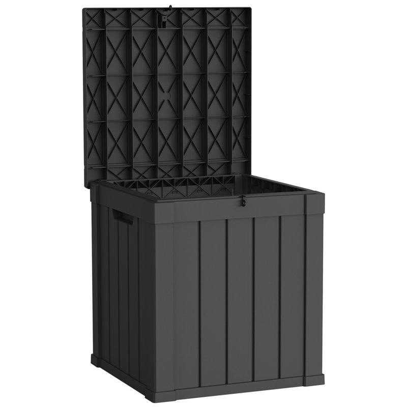 Water Resistant Resin Lockable Deck Box, Black