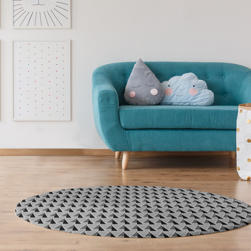 Chenille Geometric Indoor Rug, Round 5'