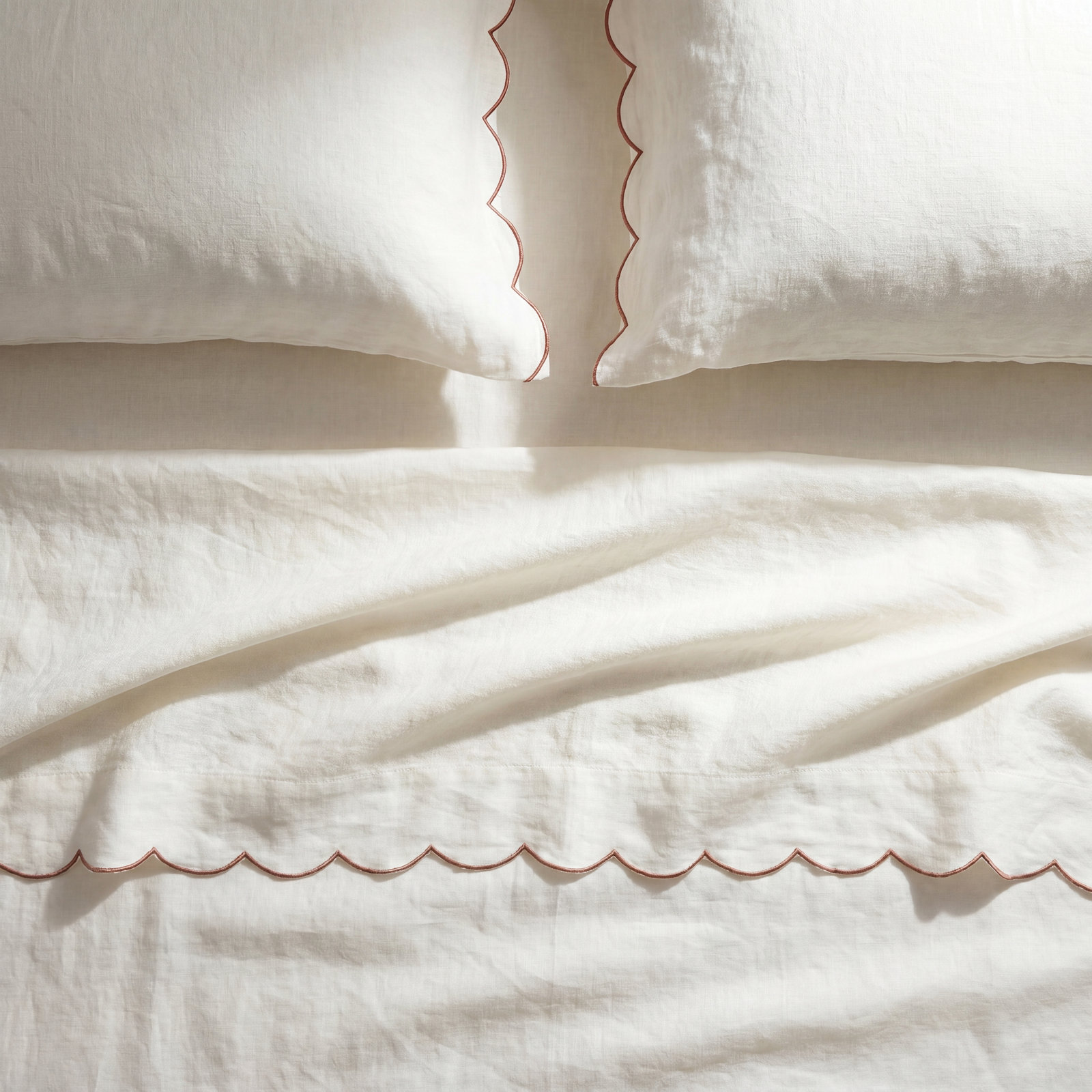 Kelly Rayon From Bamboo Sheet Set, Queen Sheet Set + 2 Pillowcases, Cream/Terra Cotta