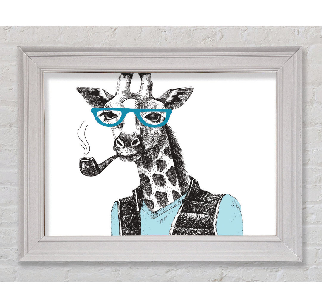 Die Giraffe mit Brille Gerahmter Druck