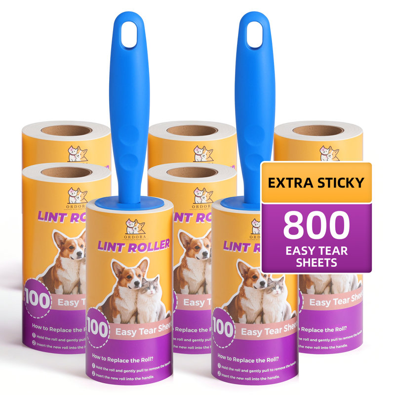  Rouleau à peluches extra collant pour poils d'animaux - 800 feuilles (paquet de 8) épilateur pour chien et chat