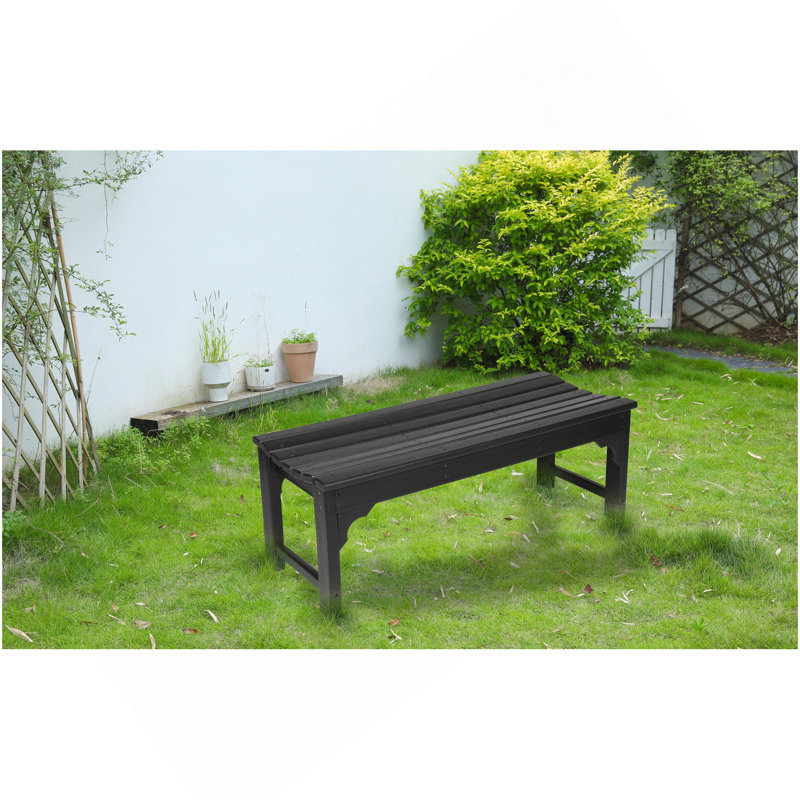 Banc Adirondack en PEHD sans dossier avec texture en bois, siège en poly pour terrasse, jardin, balcon, résistant aux intempéries avec protection contre les rayons UV