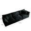 Chenille noire de style Mid-Century moderne, 3 avec structure en bois massif, coussins confortables pour le thème du salon, chenille, structure, coussins d'accoudoirs A Tranquil Night