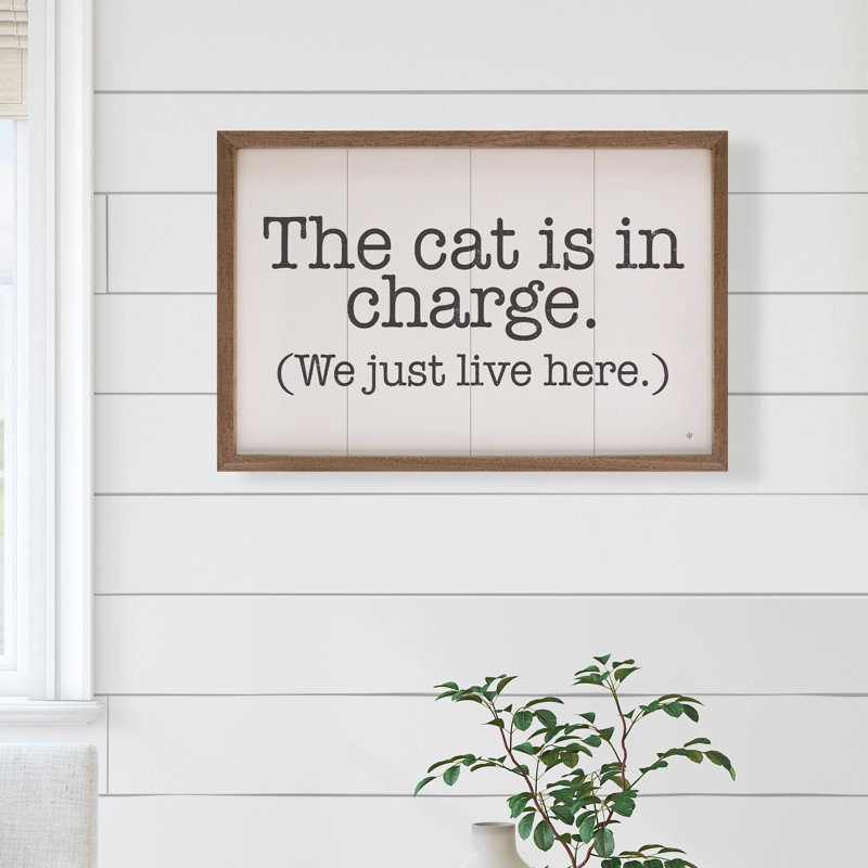 Le chat est en charge blanc, H 24 po x l 36 po