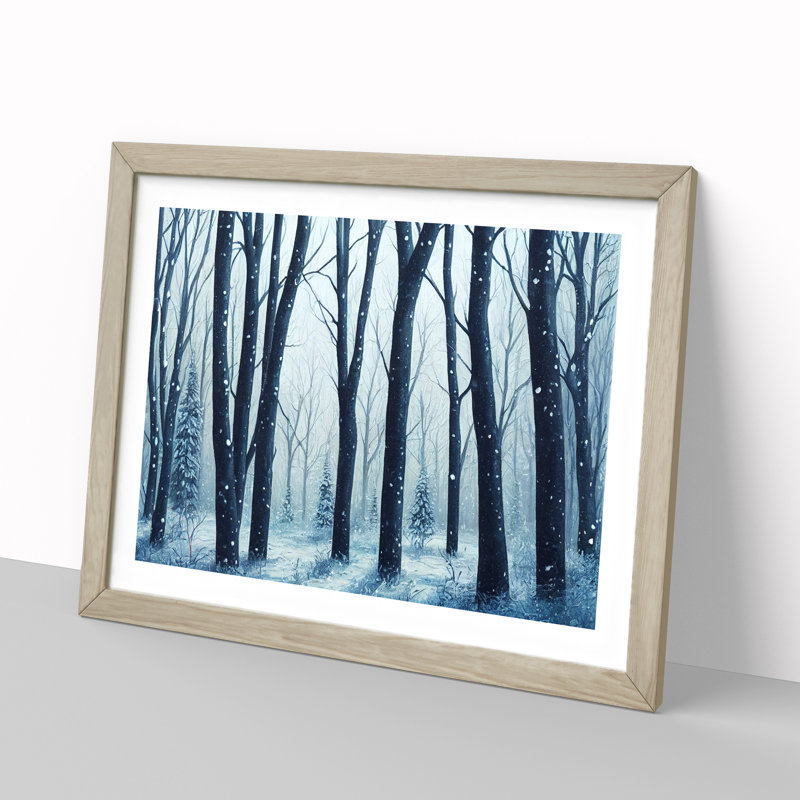 XH1022-6714X Painted Winter Forest Vol.2 - Single Picture Frame Painting, 34cm H x 46cm W x 2cm D, Oak Framed