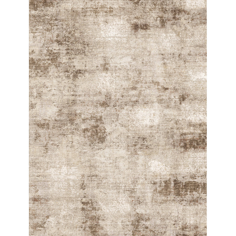 Tapis brun élégant à motif abstrait Aurora, Rectangle 5 pi x 7 pi 6 po