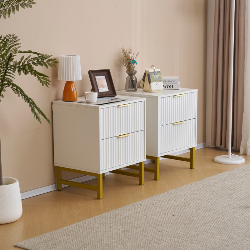 Ashanee 50cm W Bedside Table, White