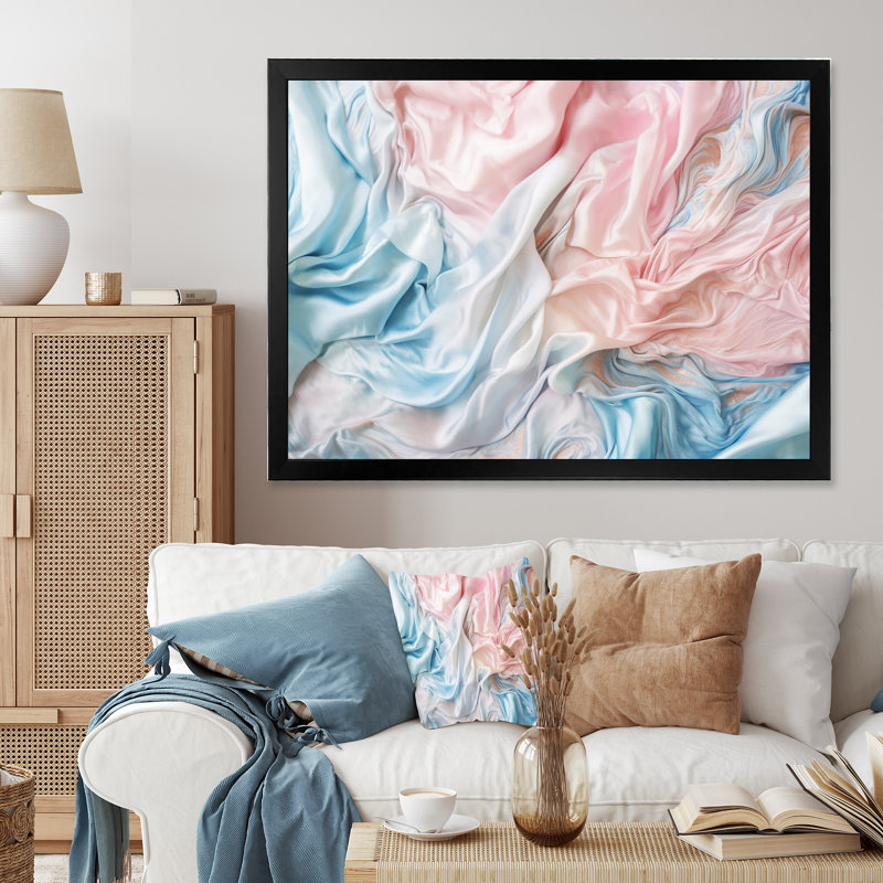 Rose bleu, couleurs dansantes I, Toile encadrée noire à coins fermés, H 12 po x l 20 po x P 1 po