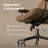 Mid Century Modern Office Desk Chair with Arms, Premium Cognac Brown Faux Leather Computer Chair, Height Adjustable Vintage Swivel Task Chair for Home Office-627197970