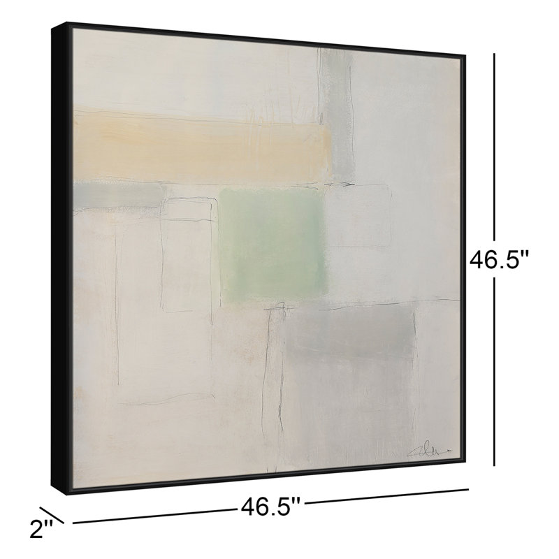 «Veasey Powder Room Whispers-I» par - reproduction de cadre flottant sur toile, H 46,5 po x l 46,5 po x P 2 po, Cadre noir