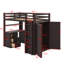 Lit mezzanine simple avec bureau, tiroirs et garde-robe-783557264
