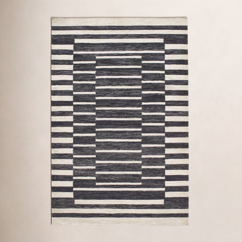Heights Charcoal Handwoven Wool Rug, Rectangle 3' x 5'