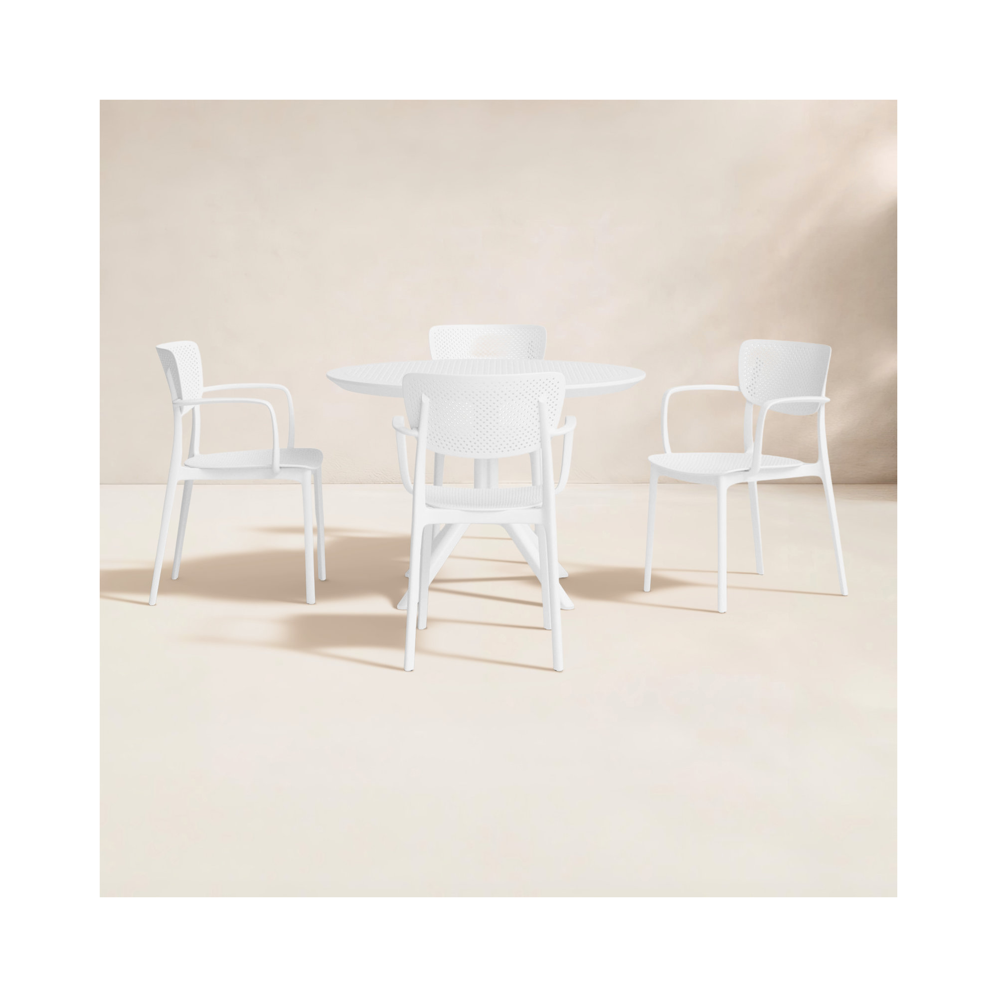 Farrah Loft Armchair 5 Person Dining Set, White