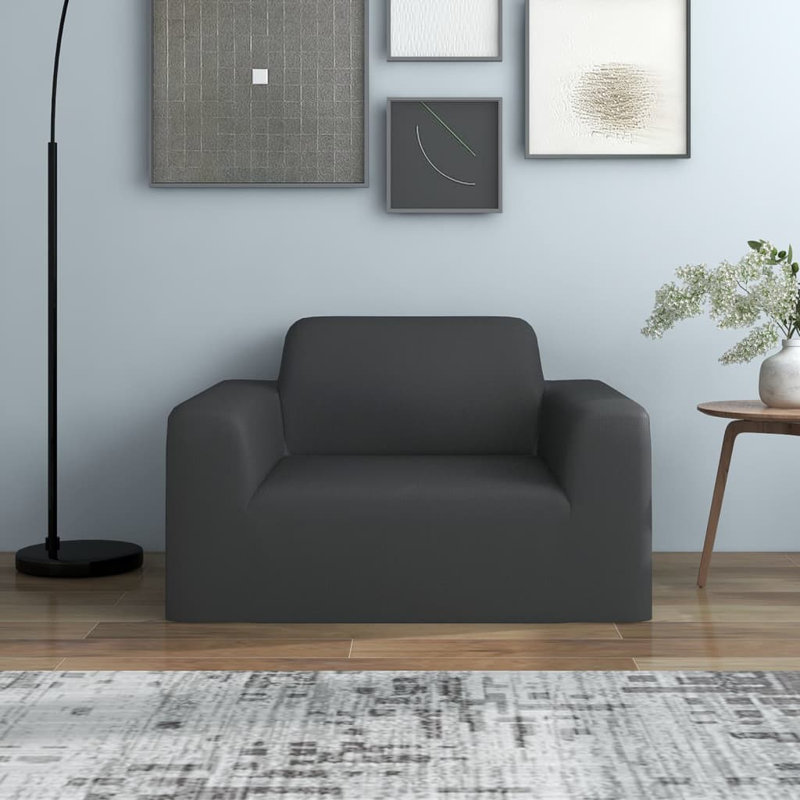Box Cushion Armchair Slipcover, Anthracite