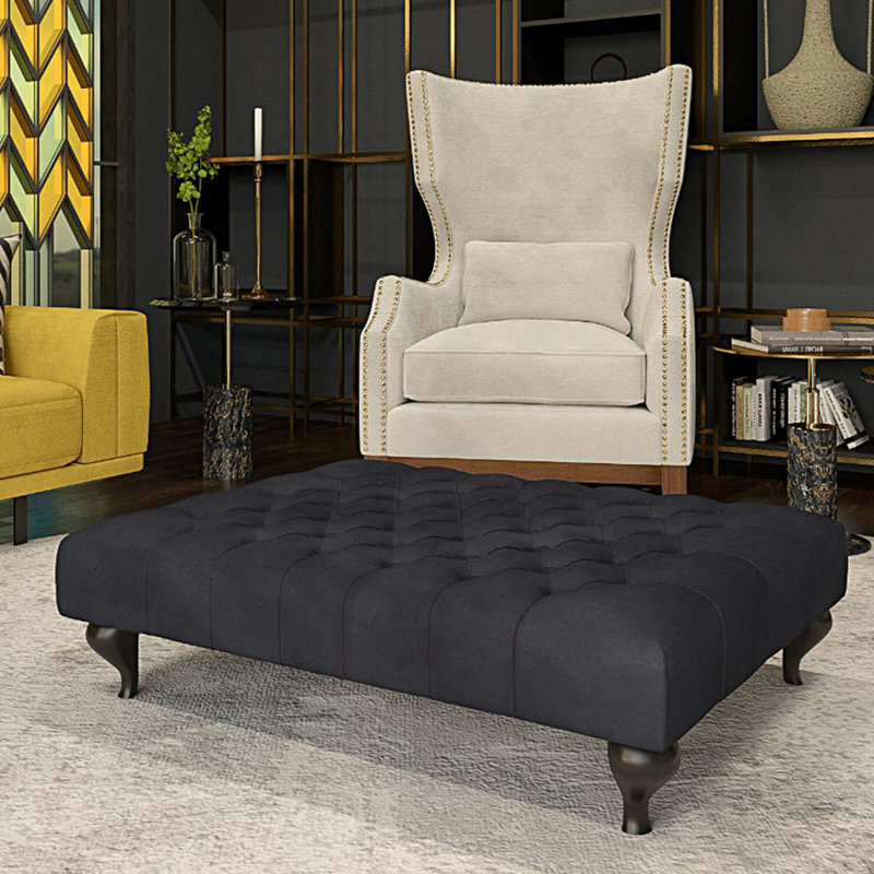Ainura 100cm Wide Velvet Tufted Rectangle Solid Colour Cocktail Ottoman