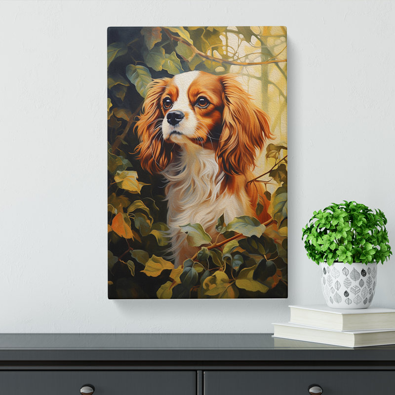 Cavalier King Charles Spaniel Hard Edge Painting No.3 - Wrapped Canvas, 50cm H x 35cm W x 3cm D