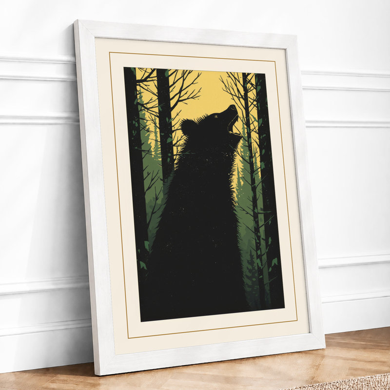 Wolf In Clearing Light Scandinavian - Print, A1 - 84.1 x 59.4 cm, White