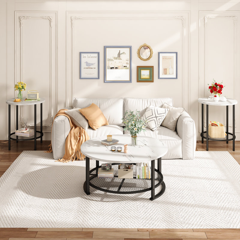 Ensemble de tables basses 3 pièces Brinnley, White
