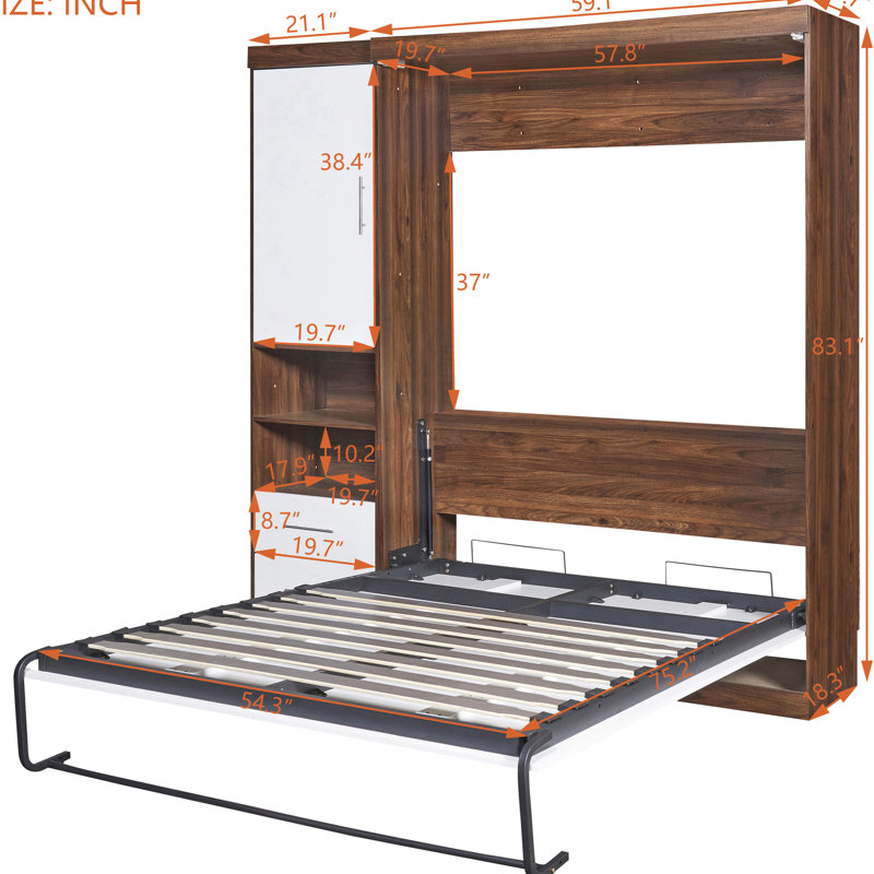 Armoire-lit, blanc - Maximisez le rangement et le style du mur pour agrandir votre espace et votre confort, Lit double