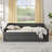 Full Size Daybed With USB Charging & Twin Size Pull-Out Extendable Bed, With Button On Back And Copper Nail On Waved Shape Arms