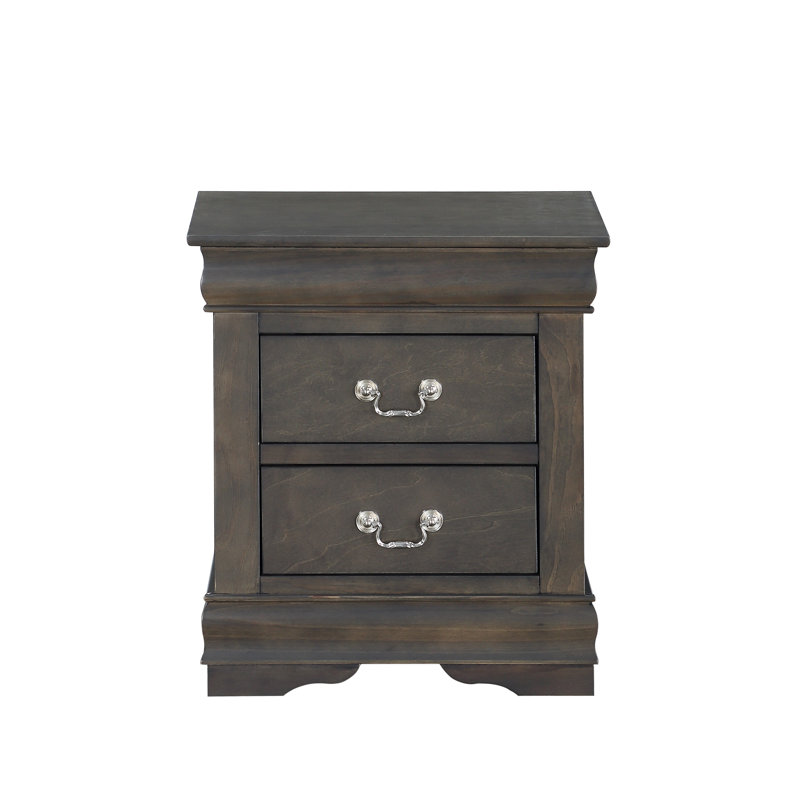 Dark Grey 2-Drawer Nightstand, Gray