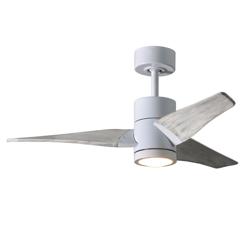 Ceiling Fan with LED Lights, Gloss White, Barn Wood Tone, 42"