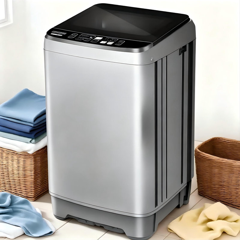 Portable 25LB Full Automatic Washing Machine with 10 Programs & 8 Water Levels Gray