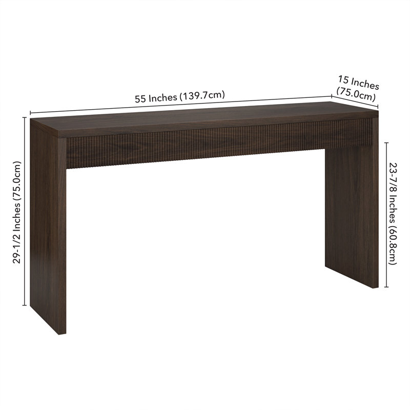 Lawrence Fluted Console Table, Alder Brown, 29.5" H x 55" W x 15" D