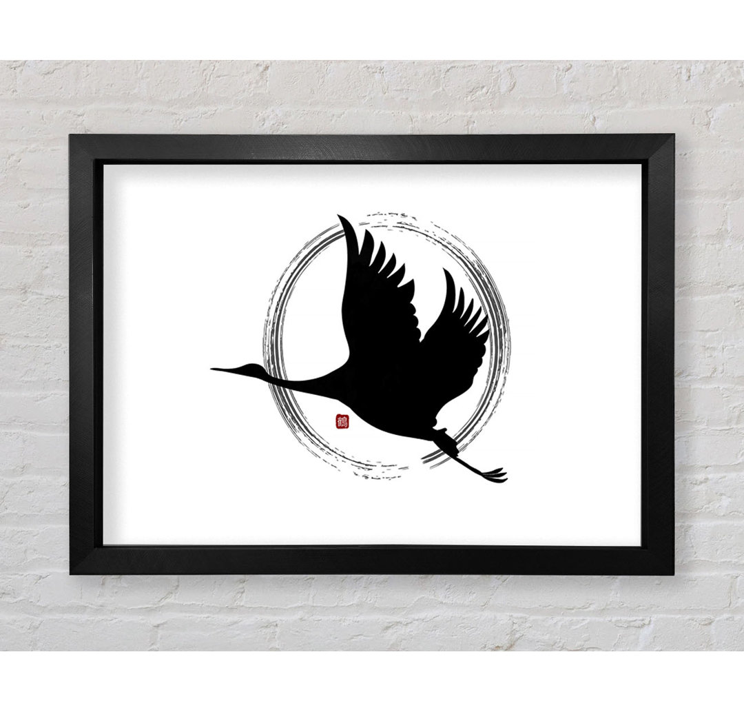 Gerahmtes Wandbild Japanese Crane 3