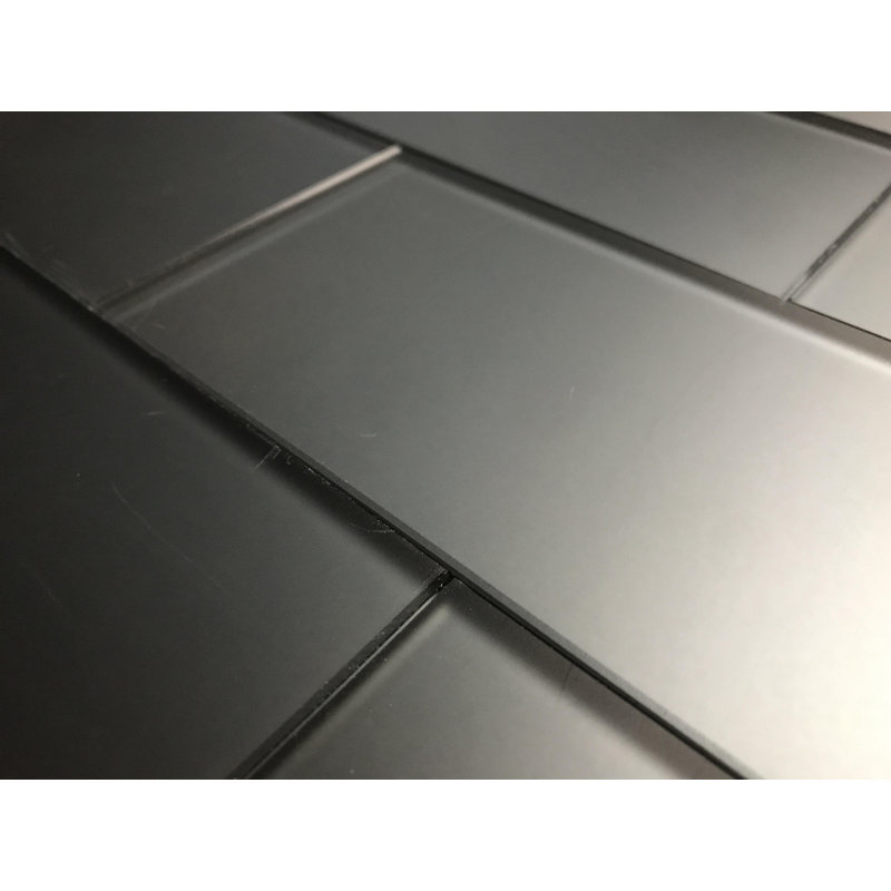 Forever Matte 3 in. x 12 in. Diamond Grade Glass Straight Edge Subway Decorative Kitchen & Bathroom Wall Tile, Dark Gray