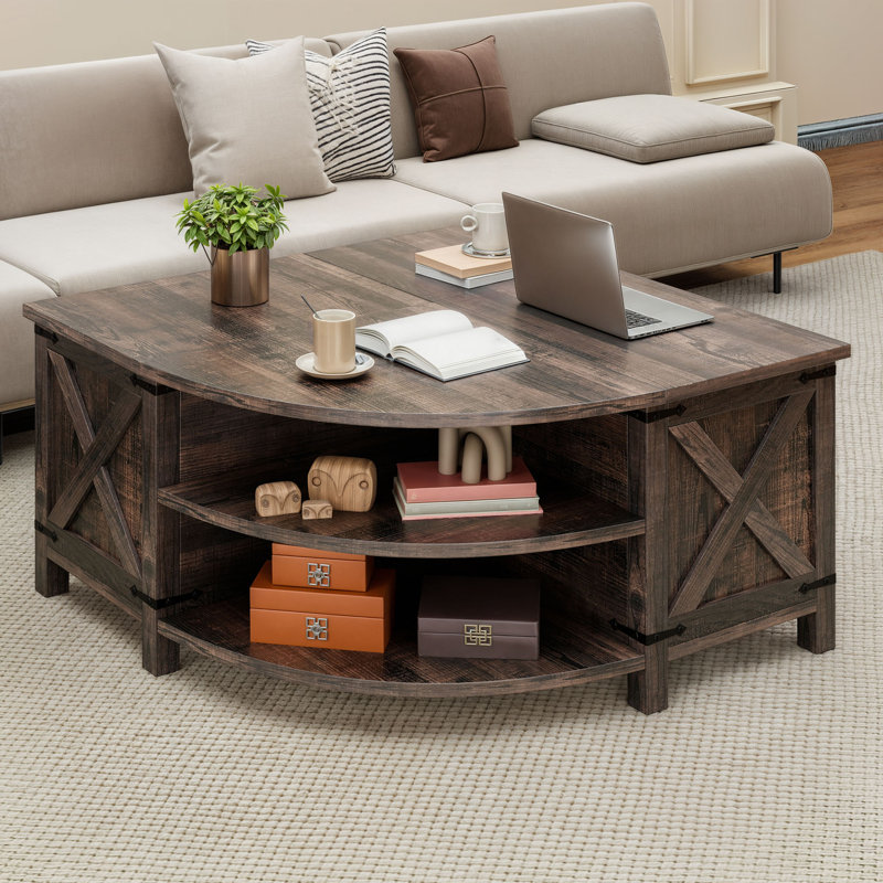 Table basse à plateau relevable l 39,4 po avec 2 comparaisons de rangement cachées, 2 tablettes et prises de courant