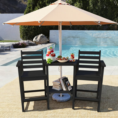 HDPE Tall Adirondack Chair Set with Removable Double Trays (Set of 2)