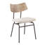 Chaise de style moderne Mid-Century en métal brun, tissu crème et bois blanchi par Lumisource