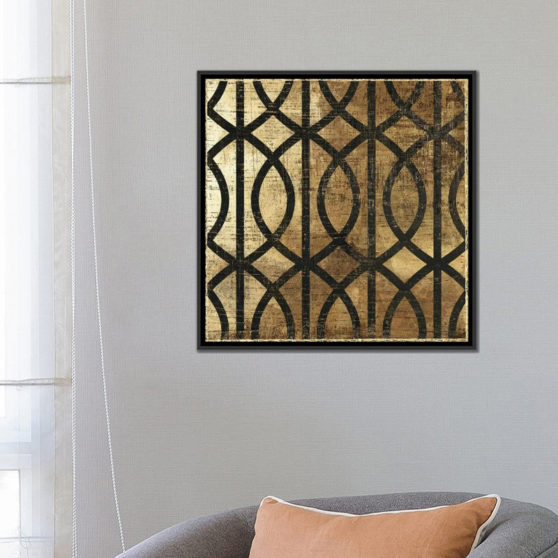 «Art Deco III», impression sur toile, H 18 po x l 18 po x P 1,5 po, Toile avec cadre noir, Pas de tapis