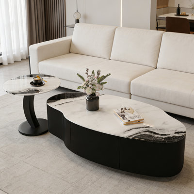 High-End Tempered Glass Storage Coffee Table Set