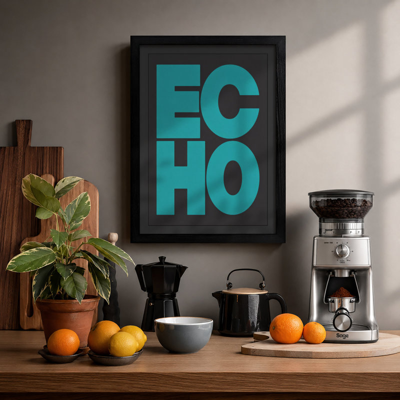 ECHO Typography - Framed Print, Black, A3 - 42.0 x 29.7 cm