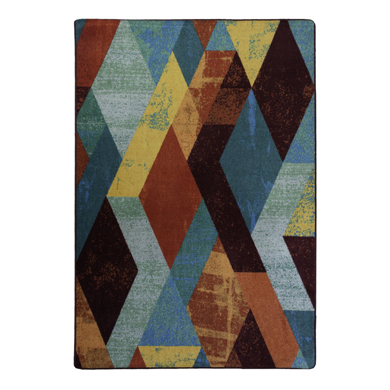 Tapis turquoise à motif abstrait Plaisance, Rectangle 4 pi x 5 pi