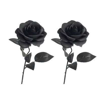 Faux fleurs artificielles kbndieu pour la décoration intérieure, rose, gothique, fleur artificielle foncée, anneau intérieur blanc, décoration d'Halloween, fleur artificielle, fleur de soie, fleur artificielle