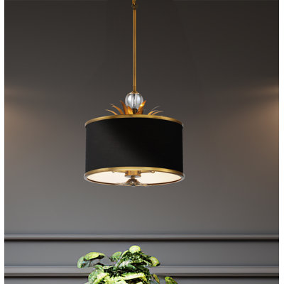 Kiarra 3 - Light Natural Brushed Brass Drum Pendant