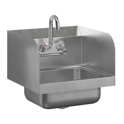 Lavabo à main en  15 po x 15 po avec éclaboussures latérales et robinet à col-de-cygne.