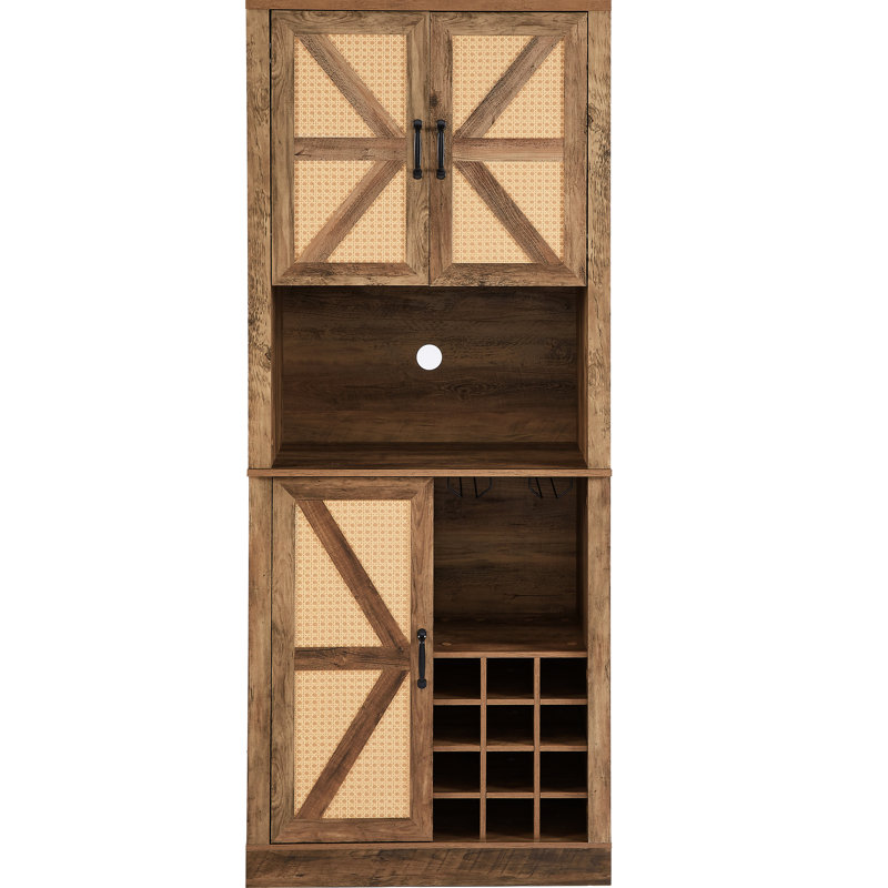 Grande armoire en bois avec tablettes imprimées en 3D et tablettes intérieures en chêne rustique