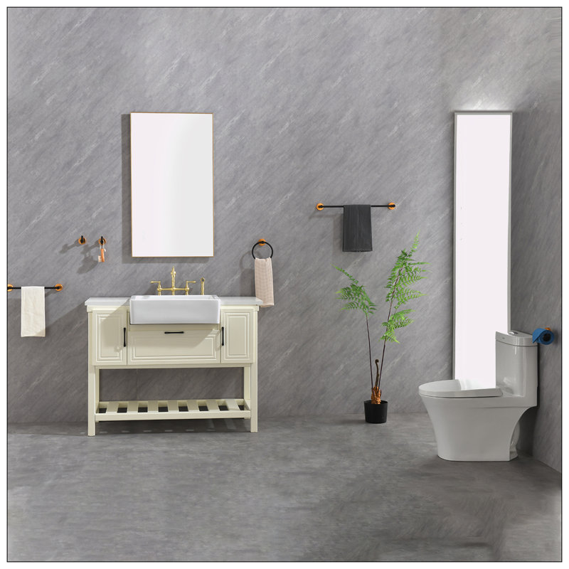 Ensemble de 6 serviettes murales pour salle de bain, Bronze industriel-noir
