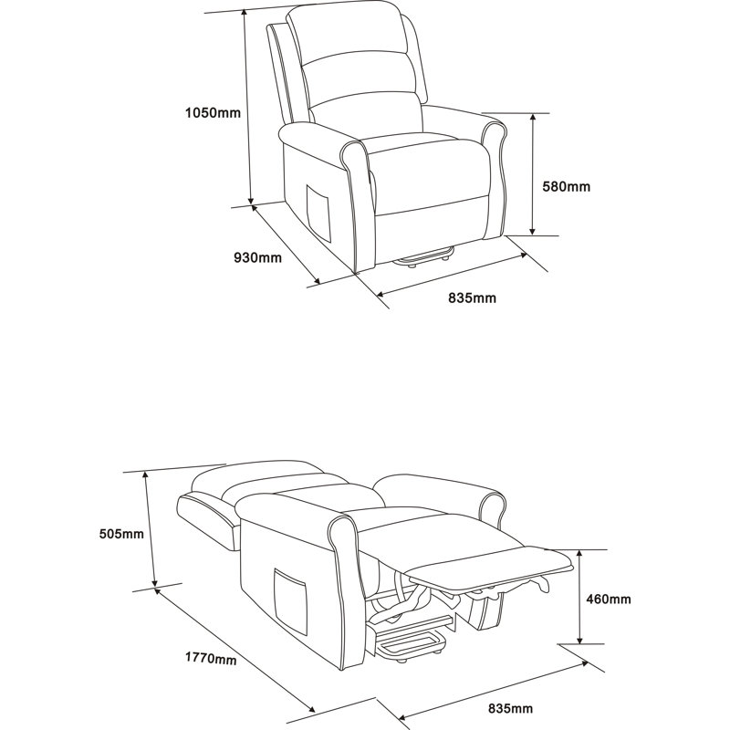 Limoges 83.5cm Wide Lift Assist Standard Recliner, Grey