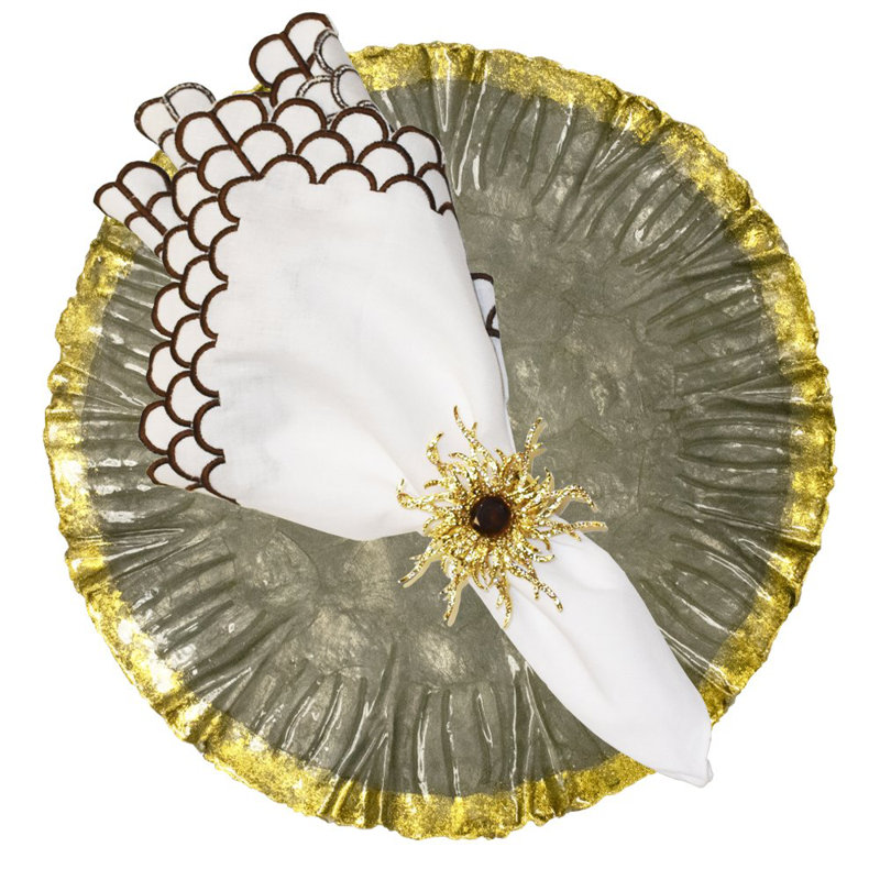 Shell Placemat, Gray/Gold